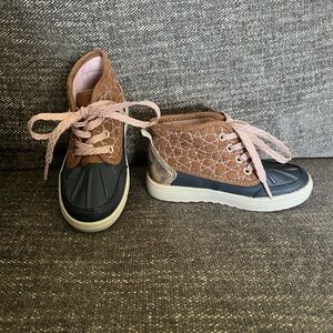 OshKosh B'gosh Brown and Black Kids Boots with Pink Accents